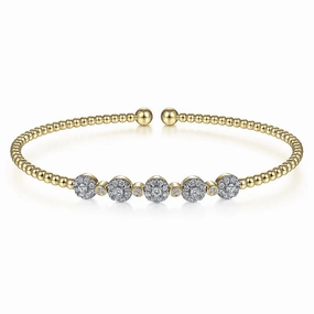 14K Yellow Gold Bujukan Diamond Split Bangle Daily Detail Subtle Pop