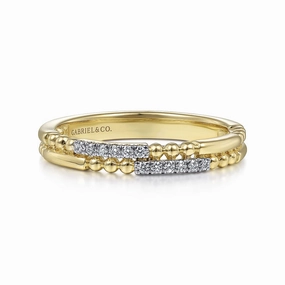 14K Yellow Gold Bujukan Diamond Stackable Ring Trendy Addition Classic Detail