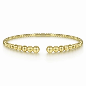14K Yellow Gold Bujukan Open Bangle Elegant Details Refined Layer