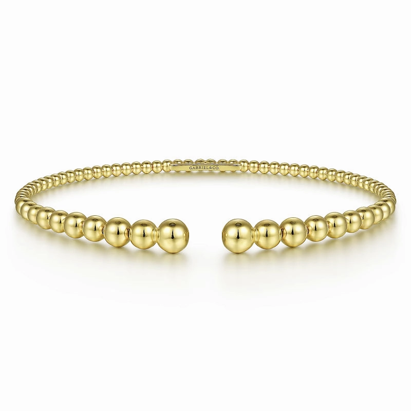 14K Yellow Gold Bujukan Open Bangle Elegant Details Refined Layer