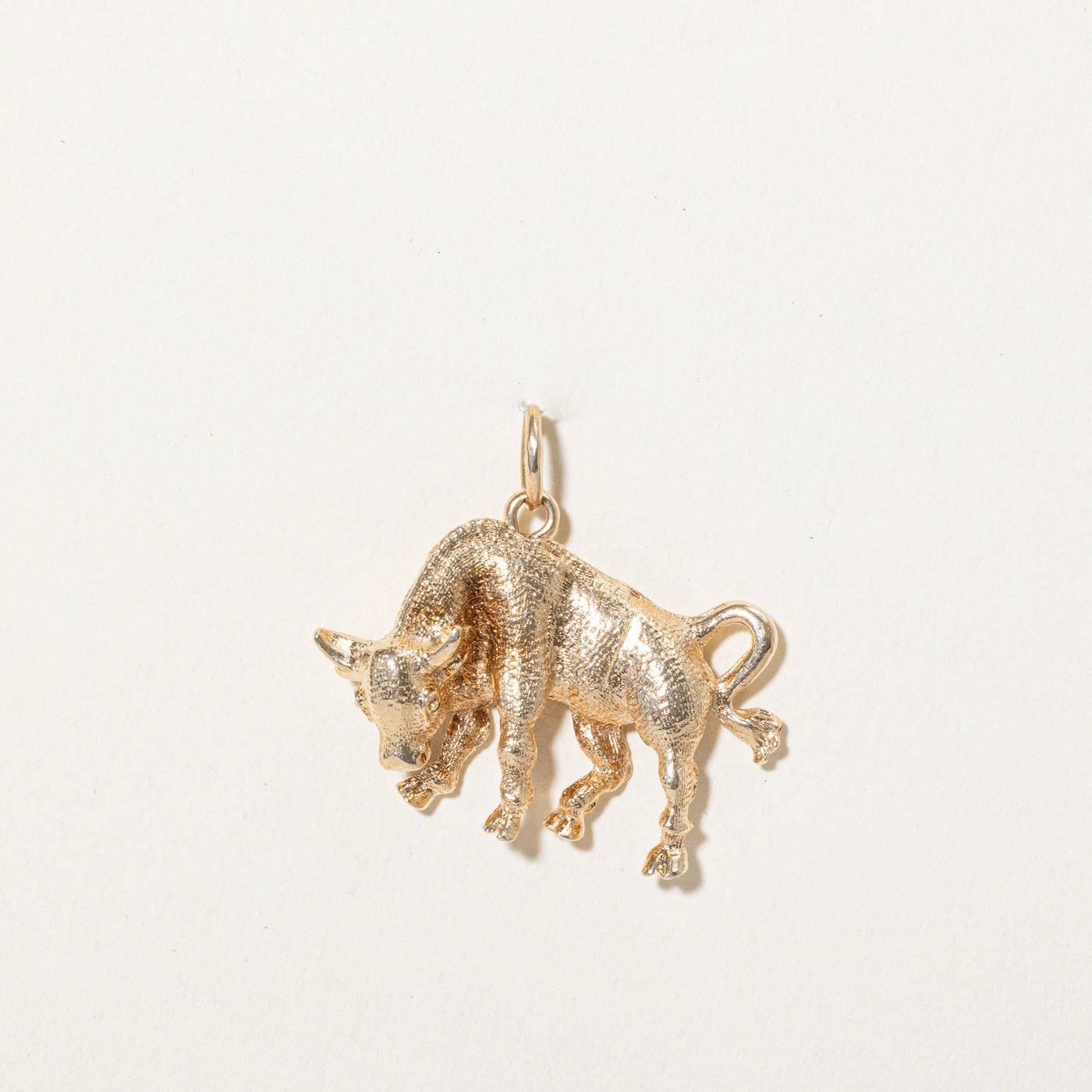 Contemporary Design Smart Casual 14k Yellow Gold Bull Charm