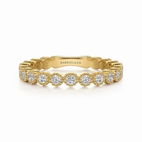 Unique Features Cool Layer 14K Yellow Gold Diamond Bezel Setting Stackable Ladies Ring