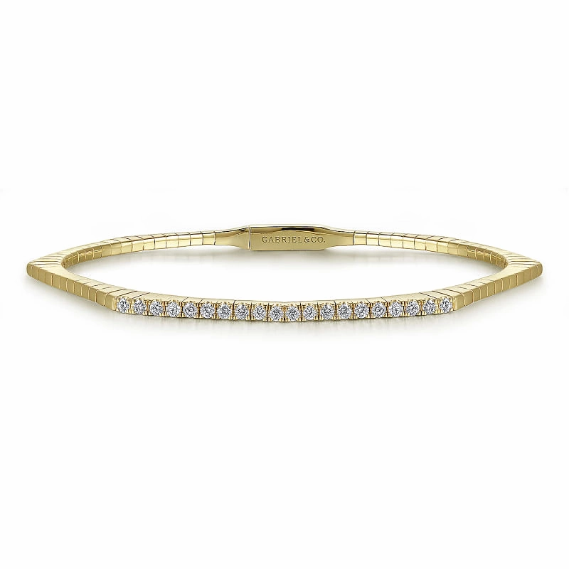 14K Yellow Gold Diamond Hexagon Shape Bangle Stylish Accessory
