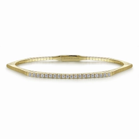 14K Yellow Gold Diamond Hexagon Shape Bangle Stylish Accessory