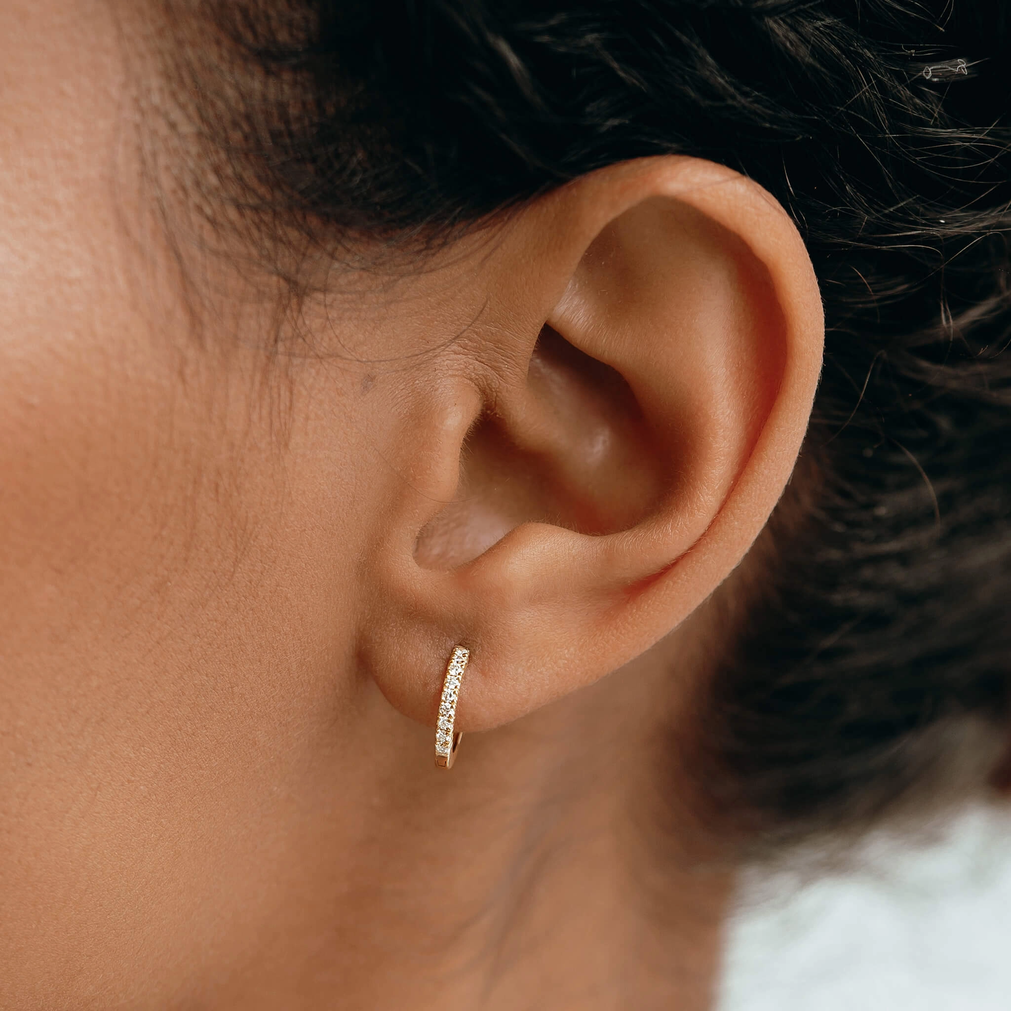 Dusk Style 14k Yellow Gold Diamond Huggie Earring - Susanna (Single)