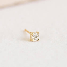 14k Yellow Gold Diamond Stud Earring 3mm - Aria (Single) Bold Layering Luxe Appeal