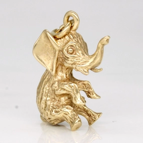 gentle touch Daytime Sparkle 14k Yellow Gold Elephant Charm