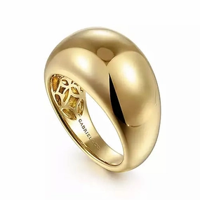 14K Yellow Gold High Polished Dome Ring Work Outfit