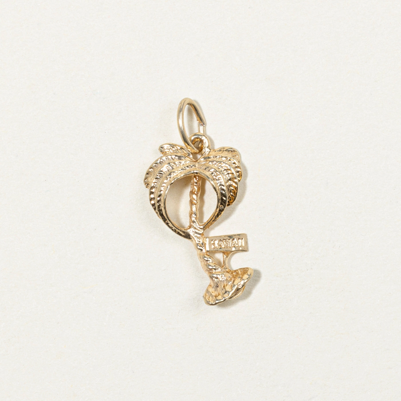 14k Yellow Gold Palm Tree "Hawaii" Charm Simple Form