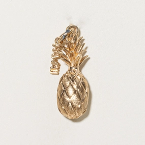 14k Yellow Gold Pineapple & 'Hawaii' Charm | Soft Light Bright Accent