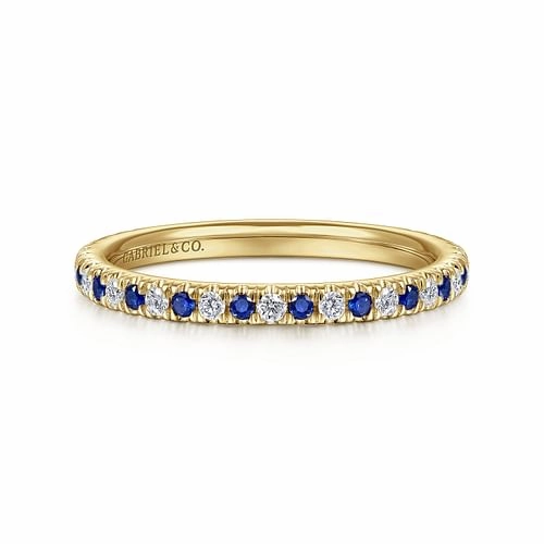 14K Yellow Gold Sapphire and Diamond Stackable Ring Opulent Design