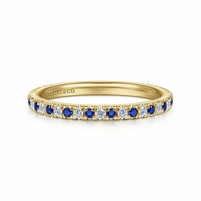 14K Yellow Gold Sapphire and Diamond Stackable Ring Opulent Design