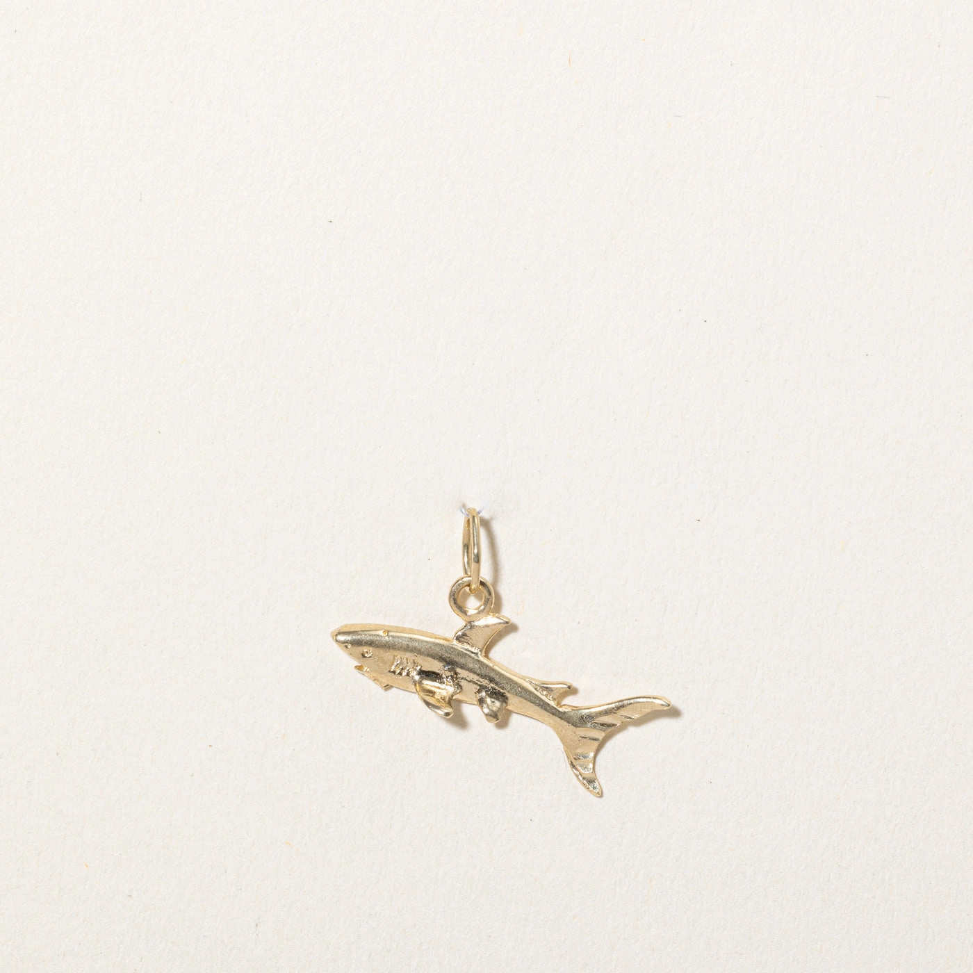 Clear Style Trendy Look 14k Yellow Gold Shark Charm