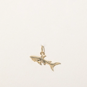 Clear Style Trendy Look 14k Yellow Gold Shark Charm