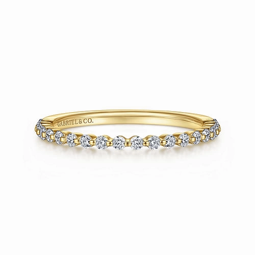 14K Yellow Gold Single Prong Diamond Anniversary Band Exclusive piece Pure Detail