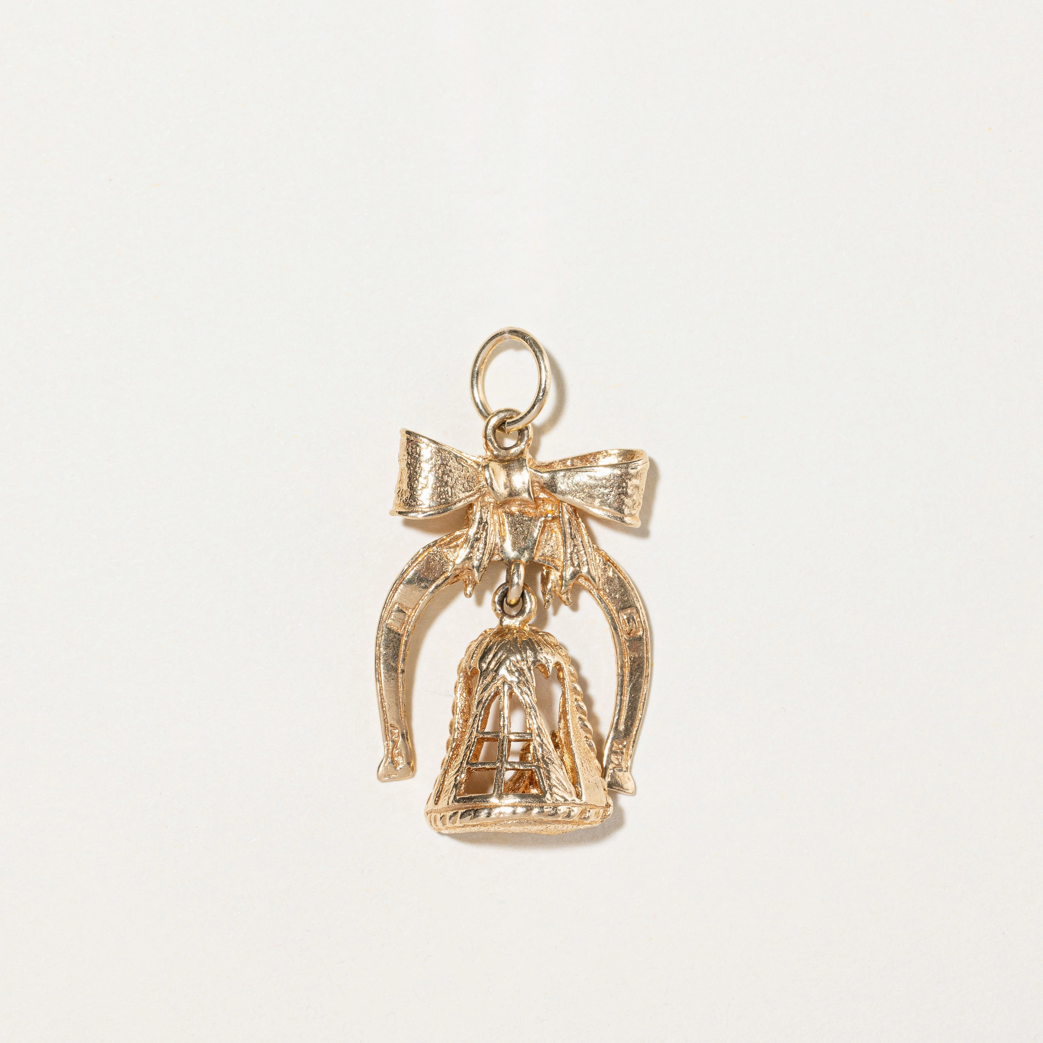 Chic Evening 14k Yellow Gold Wedding Bell Charm