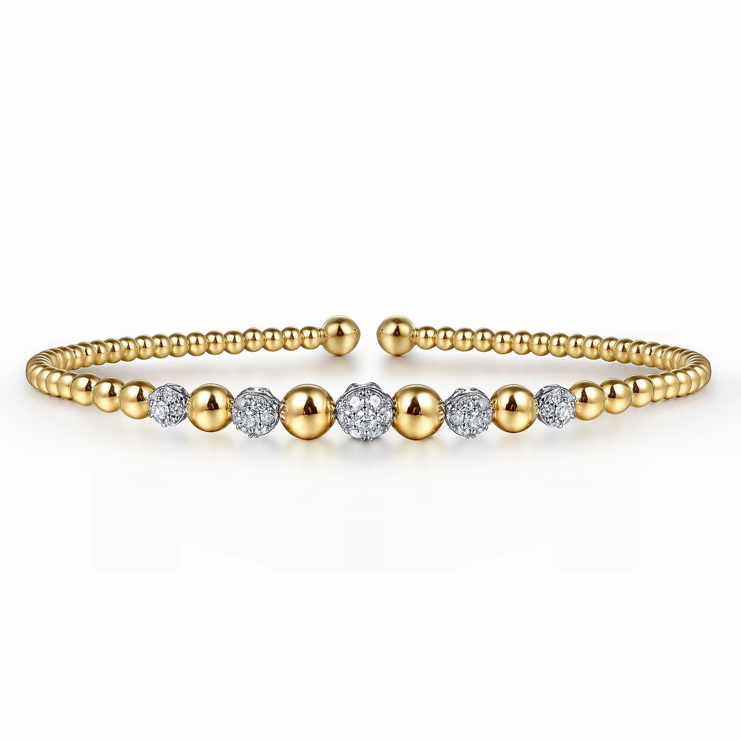 14K Yellow-White Gold Bujukan Diamond Stations Bangle Now Clarity Lavish Design