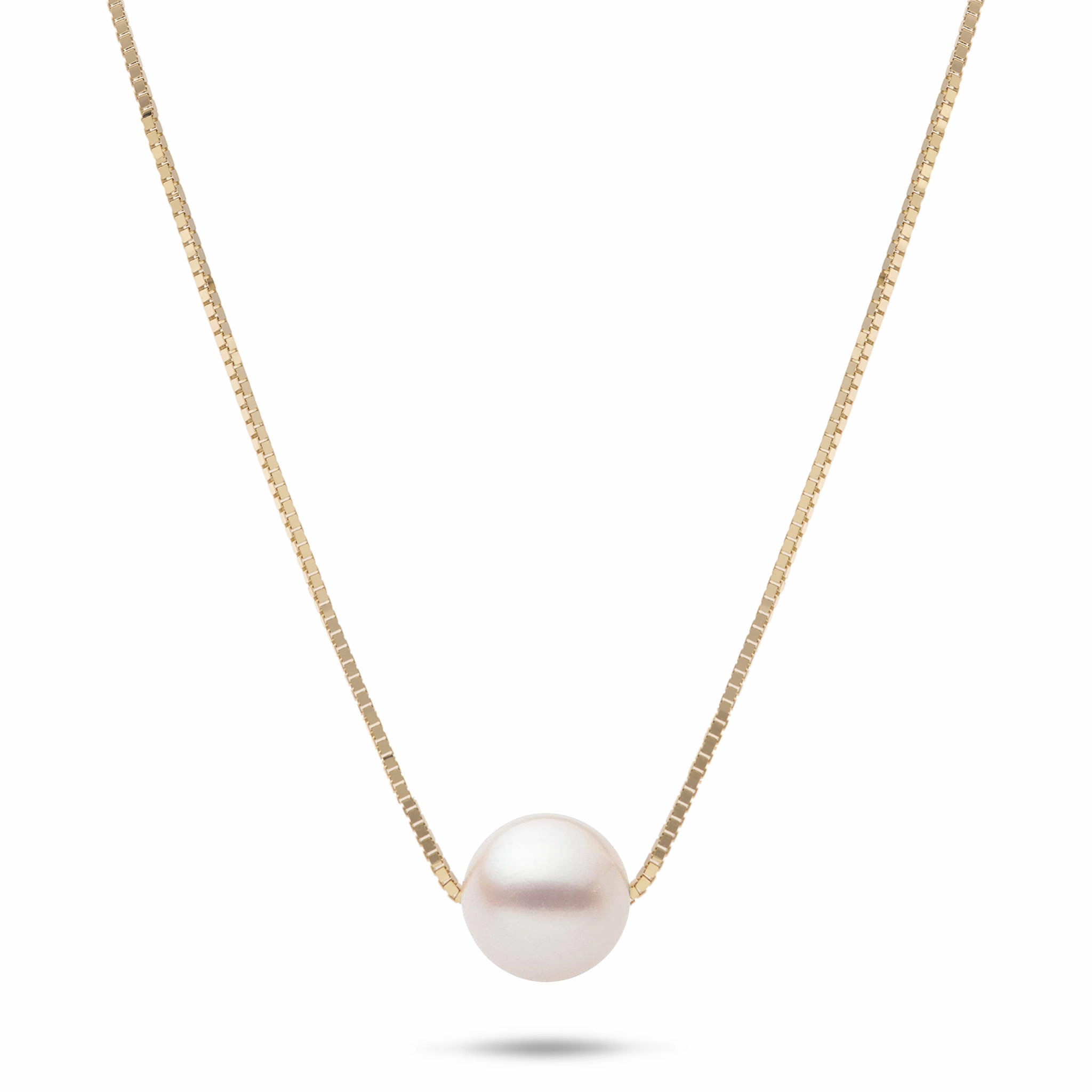 Luminous Shine 16-18" Adjustable Akoya White Pearl Necklace in Gold - 8mm