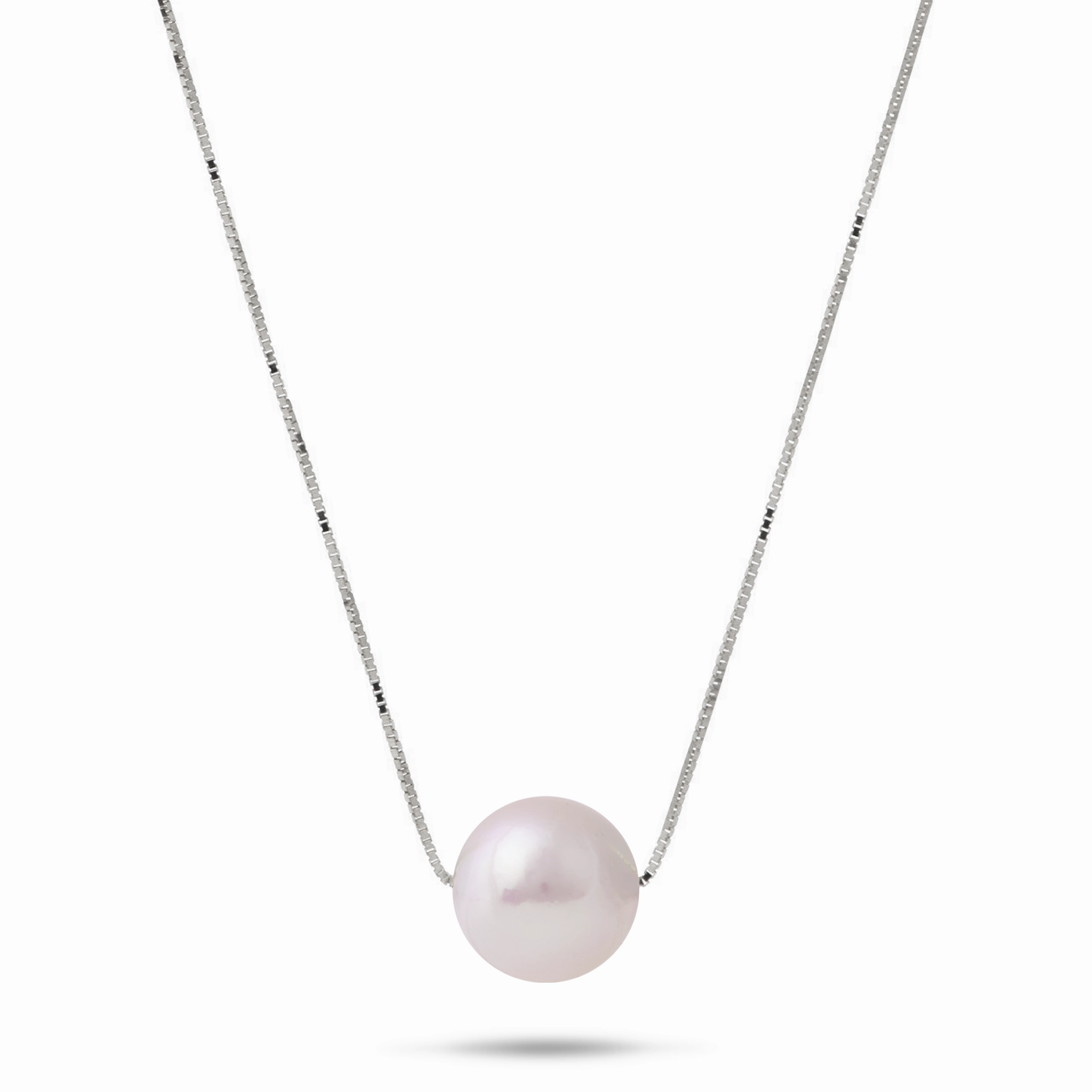 Vibrant Sparkle Distinctive Jewelry Pieces 16-18" Adjustable Akoya White Pearl Necklace in White Gold - 8.5-9mm