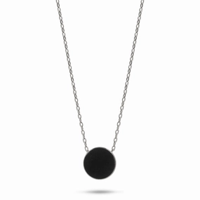 16-18" Adjustable Eclipse Flipside Black Coral & Mother of Pearl Necklace in White Gold - 9mm Luxury Finish Shine