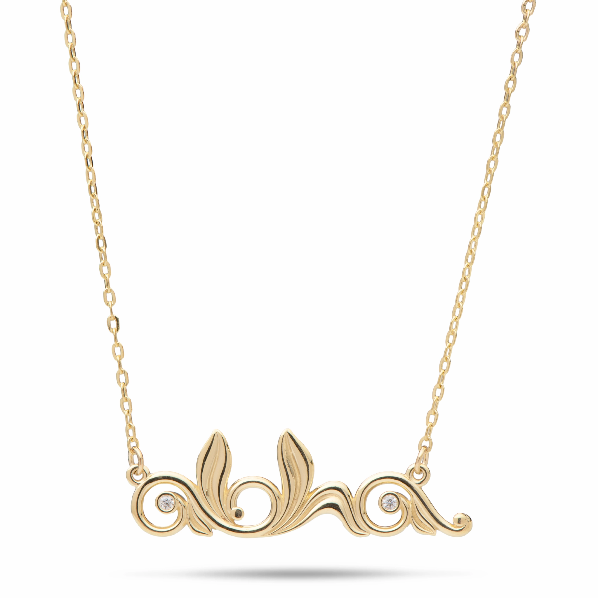 Shiny Touch Radiant Accent 16-18" Adjustable Living Heirloom Aloha Necklace in Gold with Diamonds - 30mm