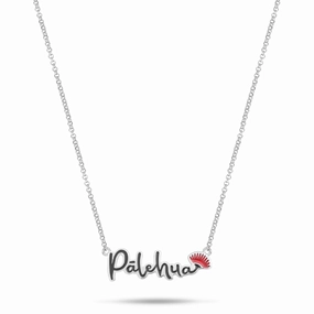 16-18" Adjustable P??lehua Enamel Necklace in Sterling Silver Vibrant Appeal Luxury Shine