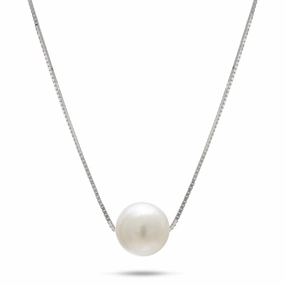 Bold Radiance Layered Detail 16-18" Adjustable South Sea White Pearl Necklace in White Gold - 9-10mm