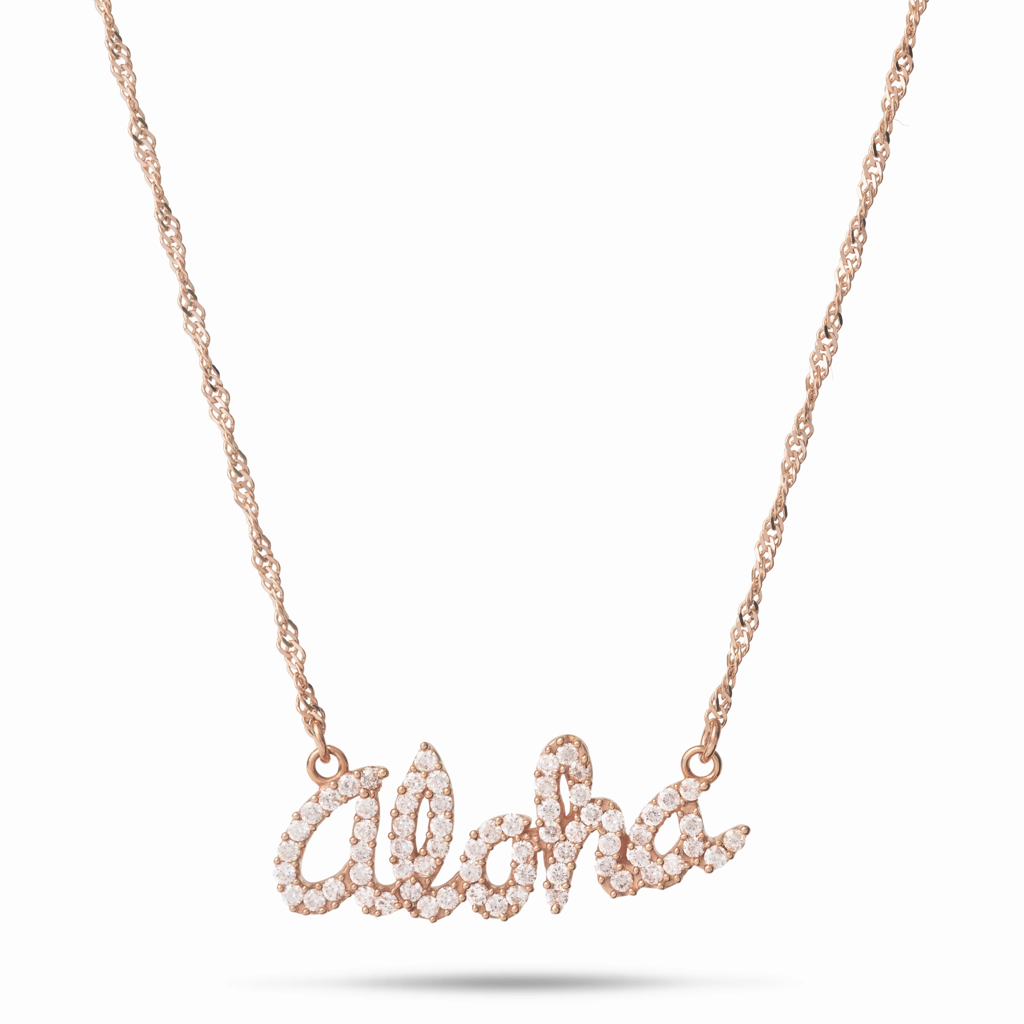 16" Aloha Necklace in Rose Gold with Diamonds Fashionable Shine Finish Occasion Style