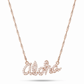 Contemporary Design 16" Aloha Necklace in Rose Gold with Diamonds