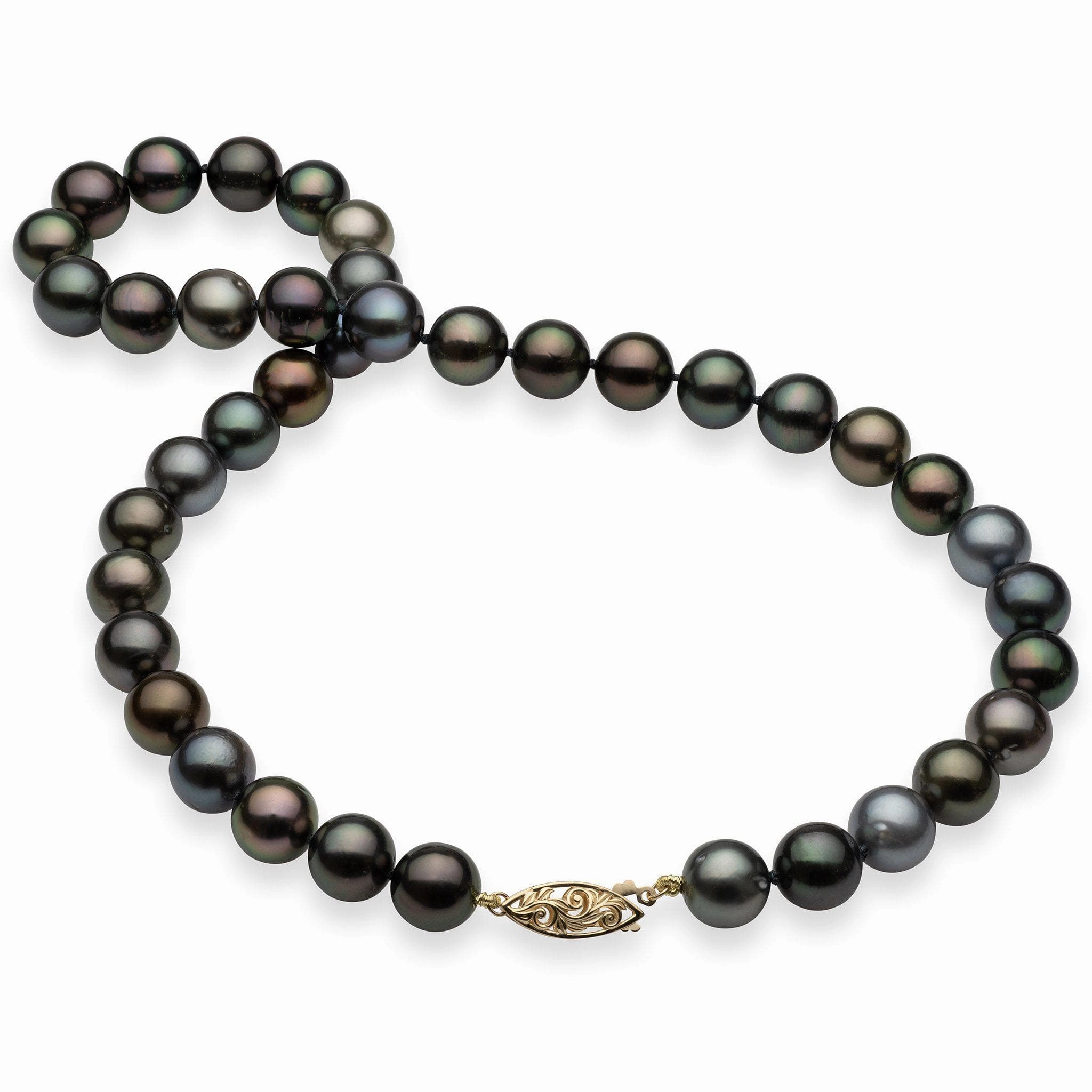 Glam Choice 17-18" Tahitian Black Pearl Strand with Gold Clasp - 10-11mm