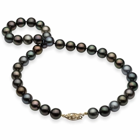 Glam Choice 17-18" Tahitian Black Pearl Strand with Gold Clasp - 10-11mm