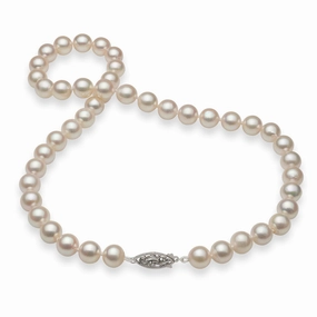 Iconic design 17-19" Akoya White Pearl Strand with White Gold Clasp - 8.5-9.5mm