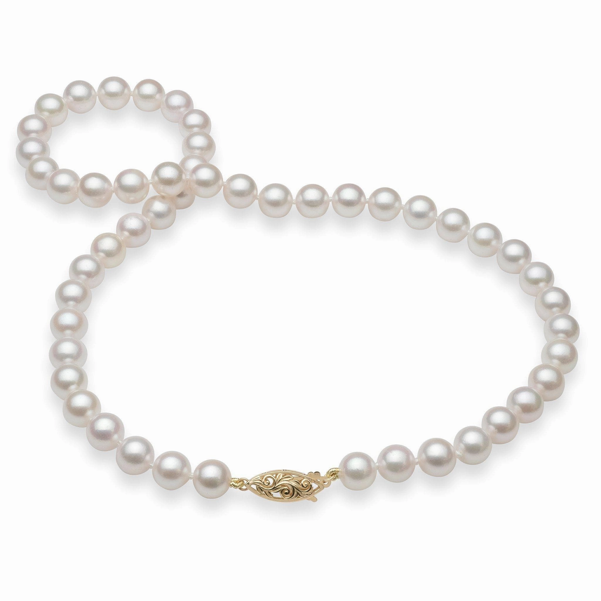 18-19" Akoya White Pearl Strand with Gold Clasp - 8-8.5mm Modern Sparkle