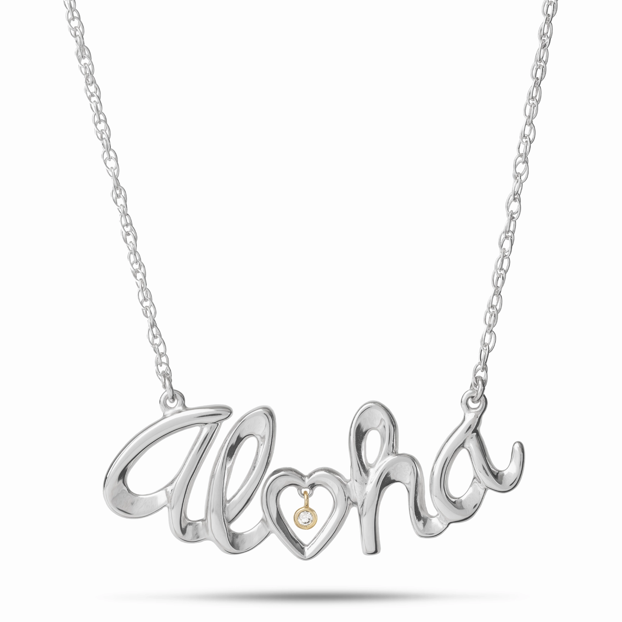 Holiday Glow 18" Aloha Necklace in Sterling Silver with Diamond