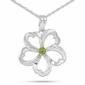 Seasonal Style Luxe For Less 18" Plumeria Peridot Necklace in Sterling Silver - 30mm