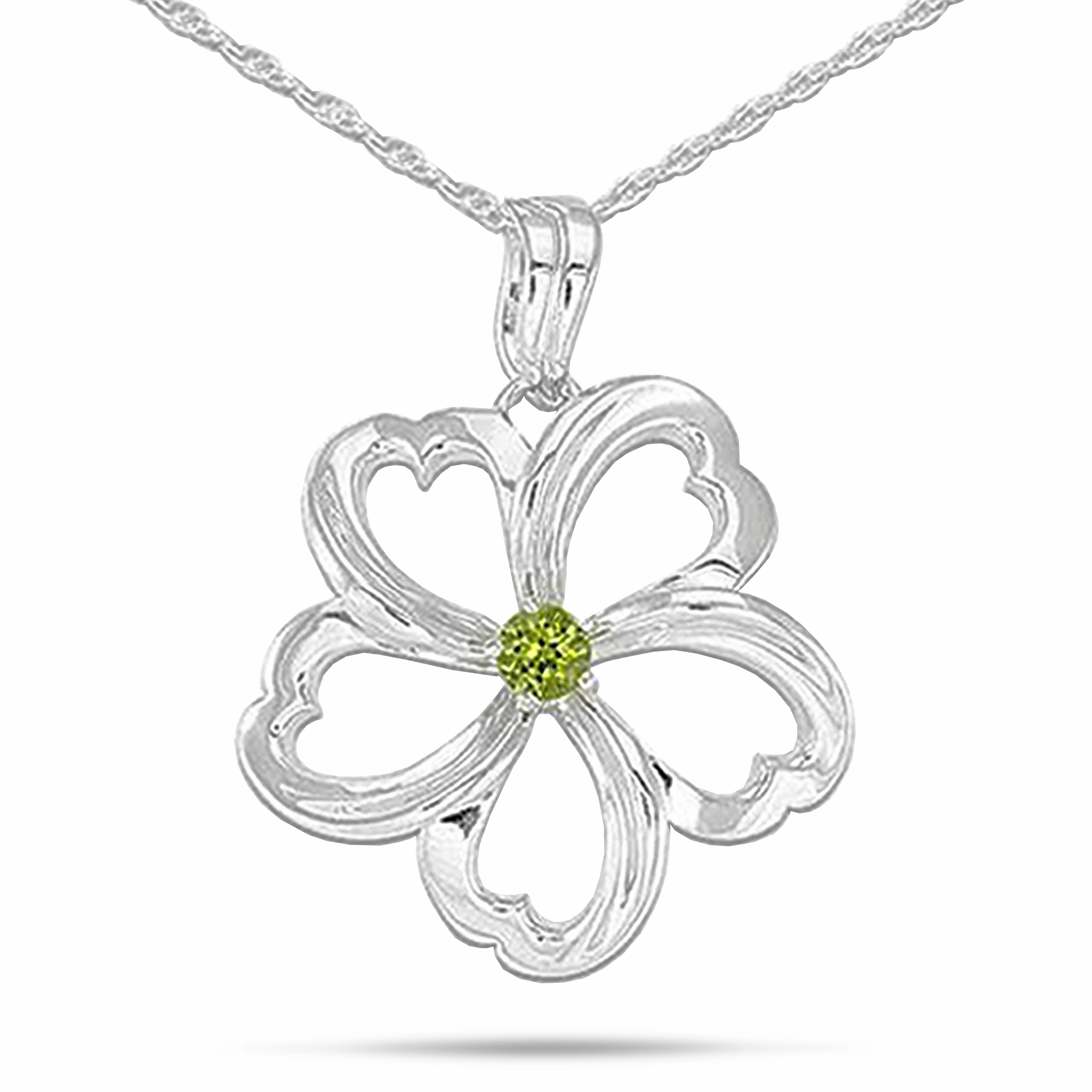 Seasonal Style Luxe For Less 18" Plumeria Peridot Necklace in Sterling Silver - 30mm