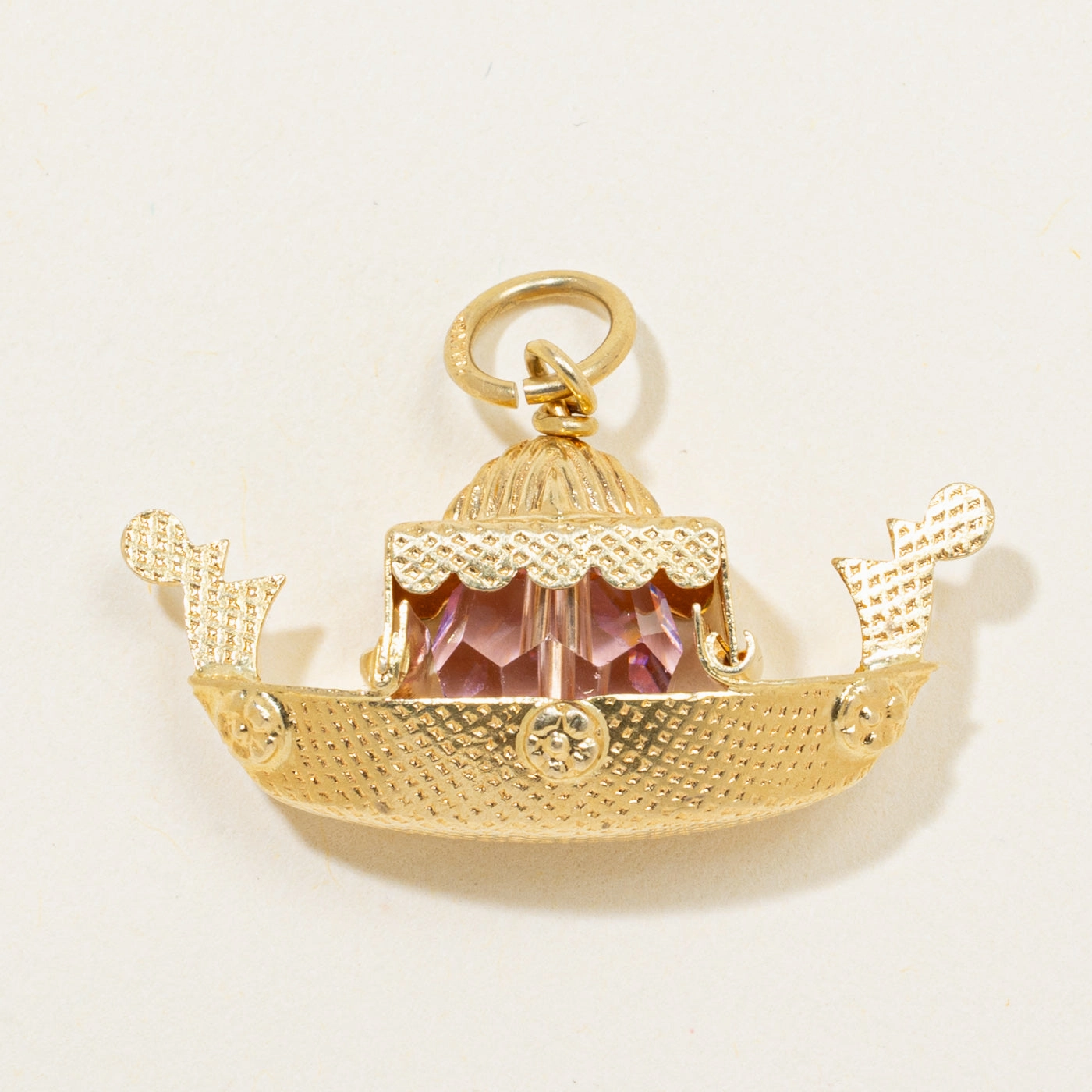 Minimalist Touch 18k Coated Quartz Textured River Barge Charm | 4.75ct