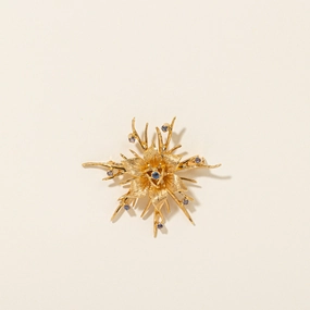 Dazzling Touch 18k Sapphire Daffodil Flower Brooch | 0.40ctw