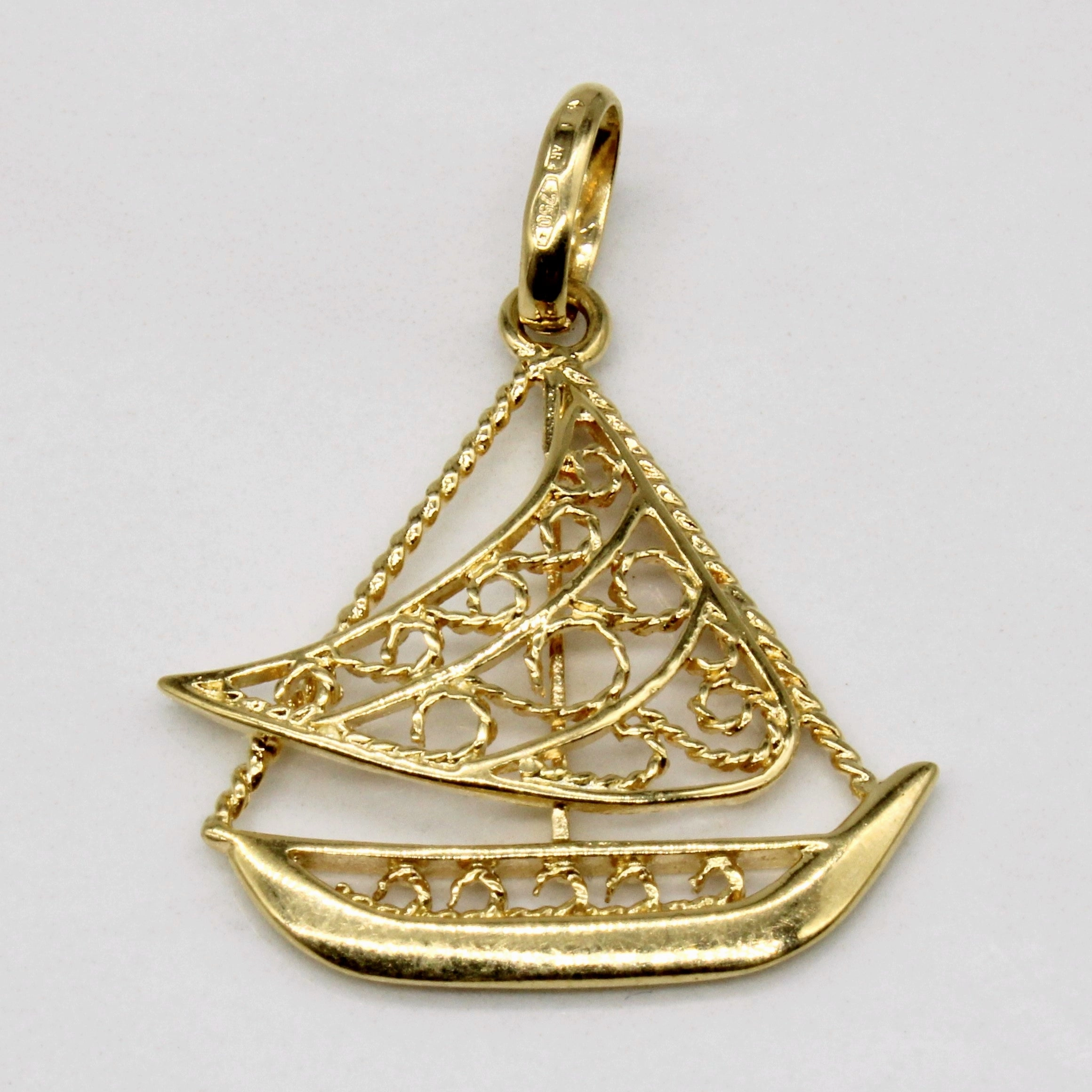 Inspired Touch Vibrant Feel 18k Yellow Gold Boat Charm
