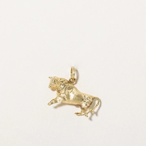 Masculine Bold Modern Glow 18k Yellow Gold Bull Charm