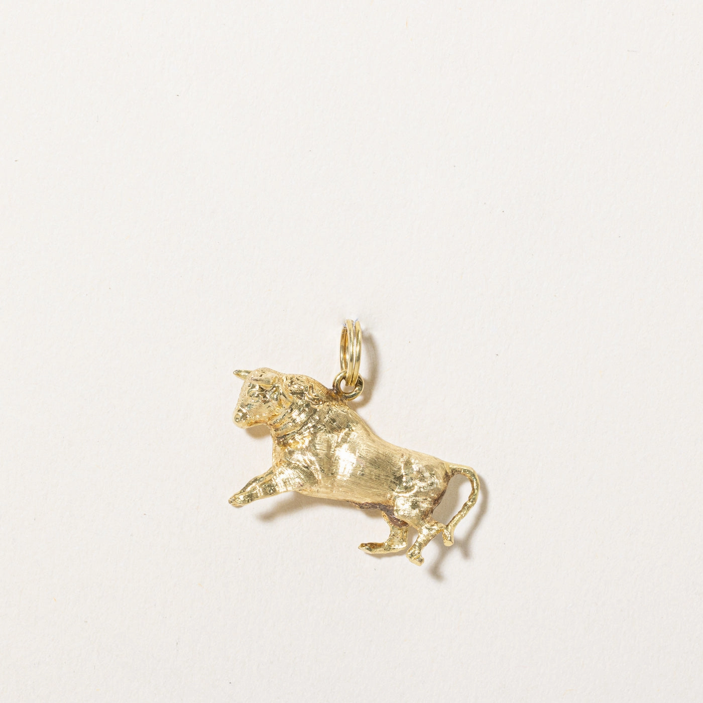 Masculine Bold Modern Glow 18k Yellow Gold Bull Charm