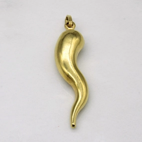 18k Yellow Gold Corno Pendant Shiny Jewels