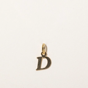Dramatic Look 18k Yellow Gold D Initial Charm