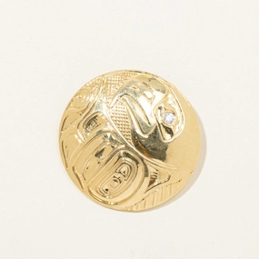 Luxury Outfit Elegant Update 18k Yellow Gold Indigenous Art Brooch & Pendant | 0.05ct