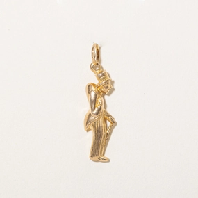 18k Yellow Gold Old Man Charm Glossy Detail