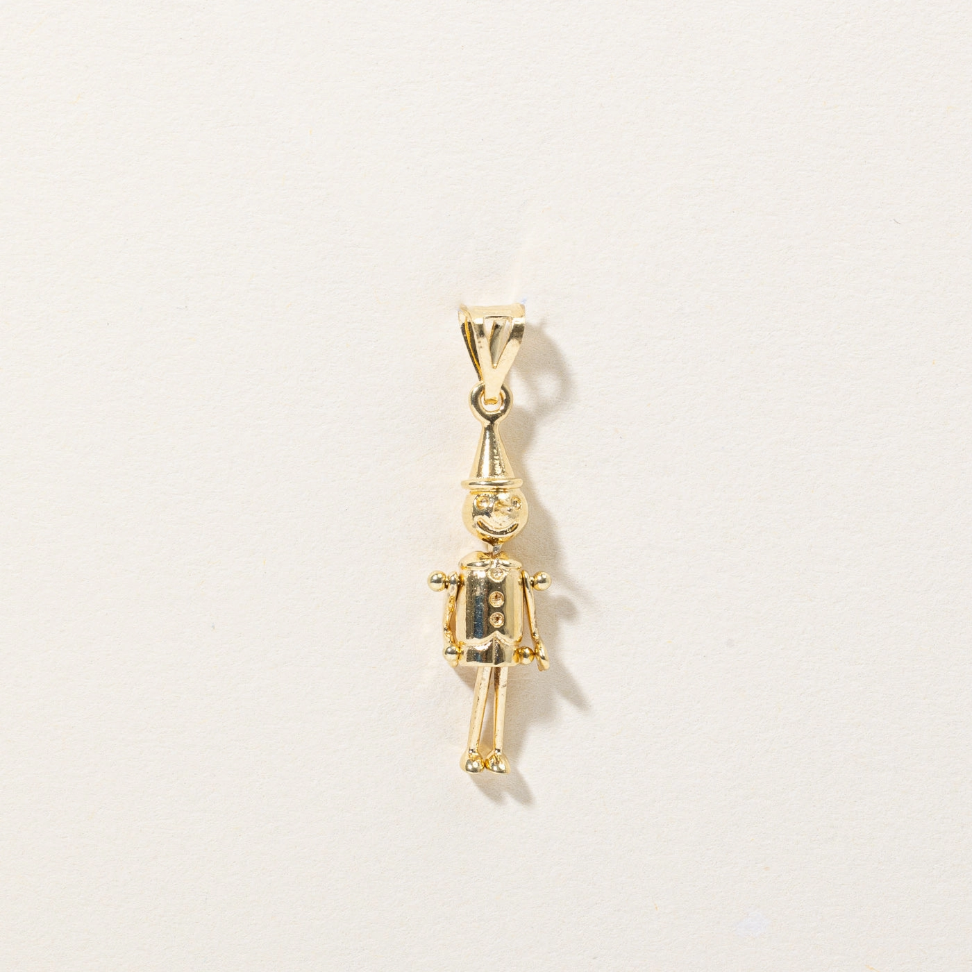 Elegant Pieces Sleek Texture 18k Yellow Gold Pinocchio Charm