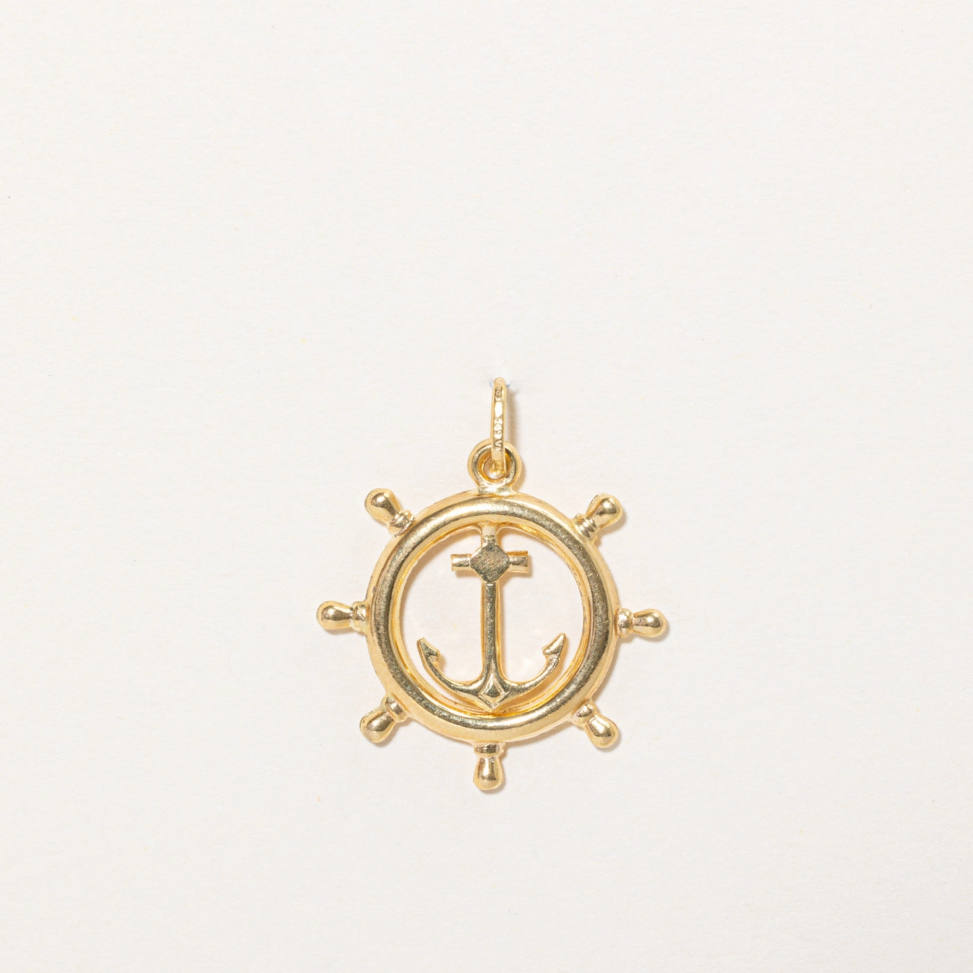 18k Yellow Gold Ship Helm & Anchor Charm Timeless Beauty