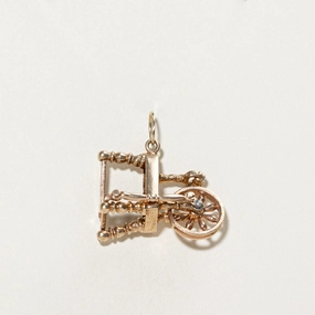 1972 Birmingham 9K Yellow Gold Spinning Wheel Charm Festive Accent