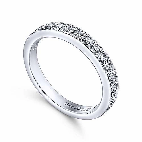 19-Stone Diamond Band with Milgrain Edging 14K White Gold Casual Touch