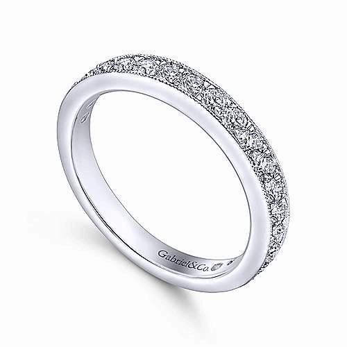 Romantic Moment 19-Stone Diamond Band with Milgrain Edging 14K White Gold